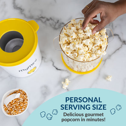 8-Cup Hot Air Electric Popcorn Popper and Bowl, 800 Watts, White & Yellow