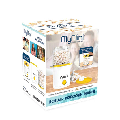 8-Cup Hot Air Electric Popcorn Popper and Bowl, 800 Watts, White & Yellow